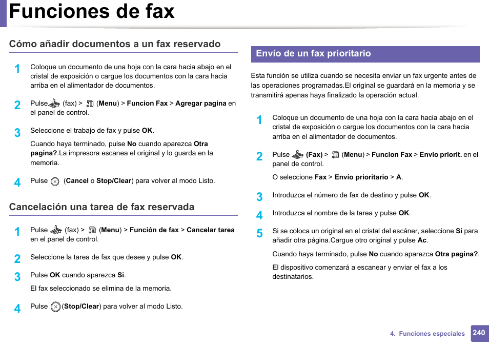 Funciones de fax | Dell B1165nfw Multifunction Mono Laser Printer User Manual | Page 240 / 311