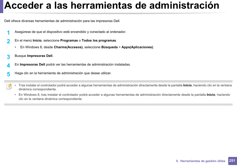 Acceder a las herramientas de administración, Acceder a las herramientas de administración 251 | Dell B1165nfw Multifunction Mono Laser Printer User Manual | Page 251 / 311