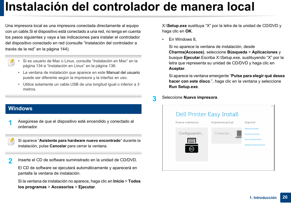 Instalación del controlador de manera local, Windows | Dell B1165nfw Multifunction Mono Laser Printer User Manual | Page 26 / 311