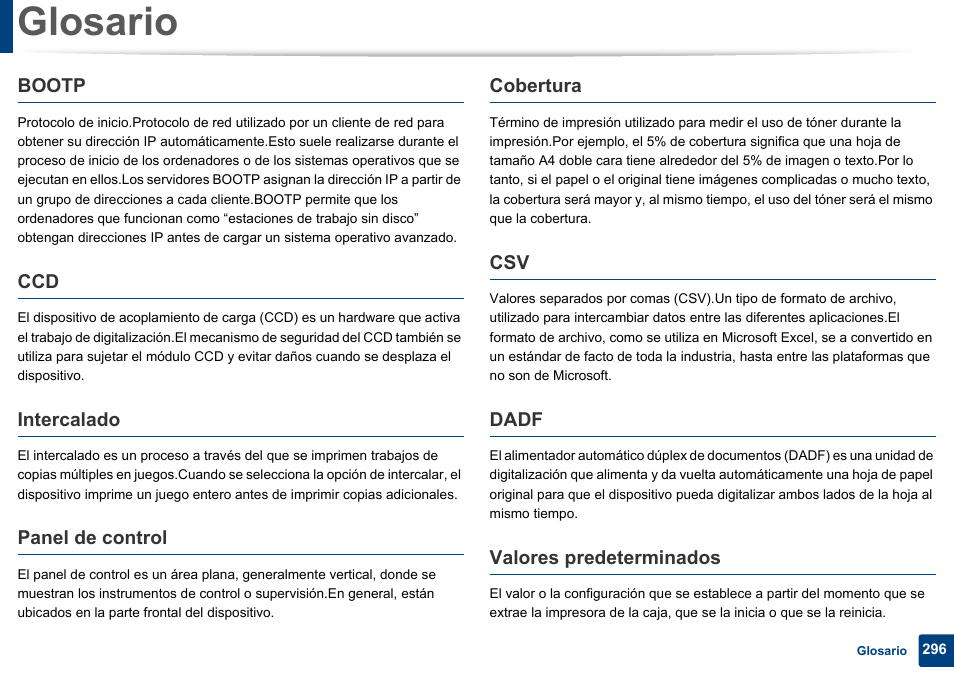 Glosario | Dell B1165nfw Multifunction Mono Laser Printer User Manual | Page 296 / 311
