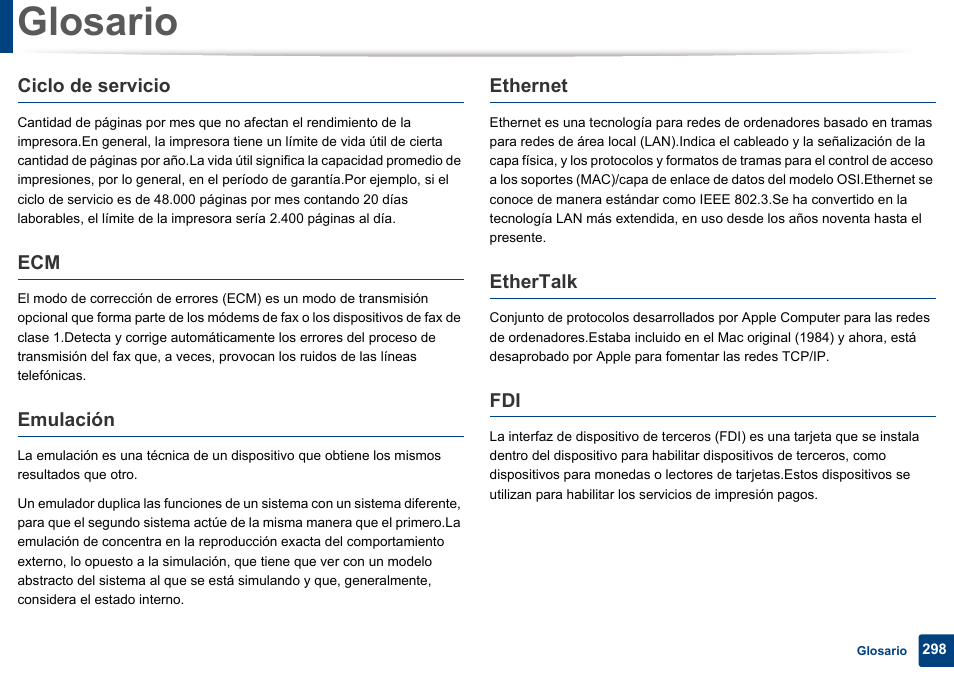 Glosario | Dell B1165nfw Multifunction Mono Laser Printer User Manual | Page 298 / 311