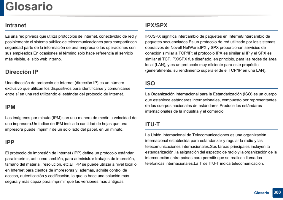 Glosario | Dell B1165nfw Multifunction Mono Laser Printer User Manual | Page 300 / 311