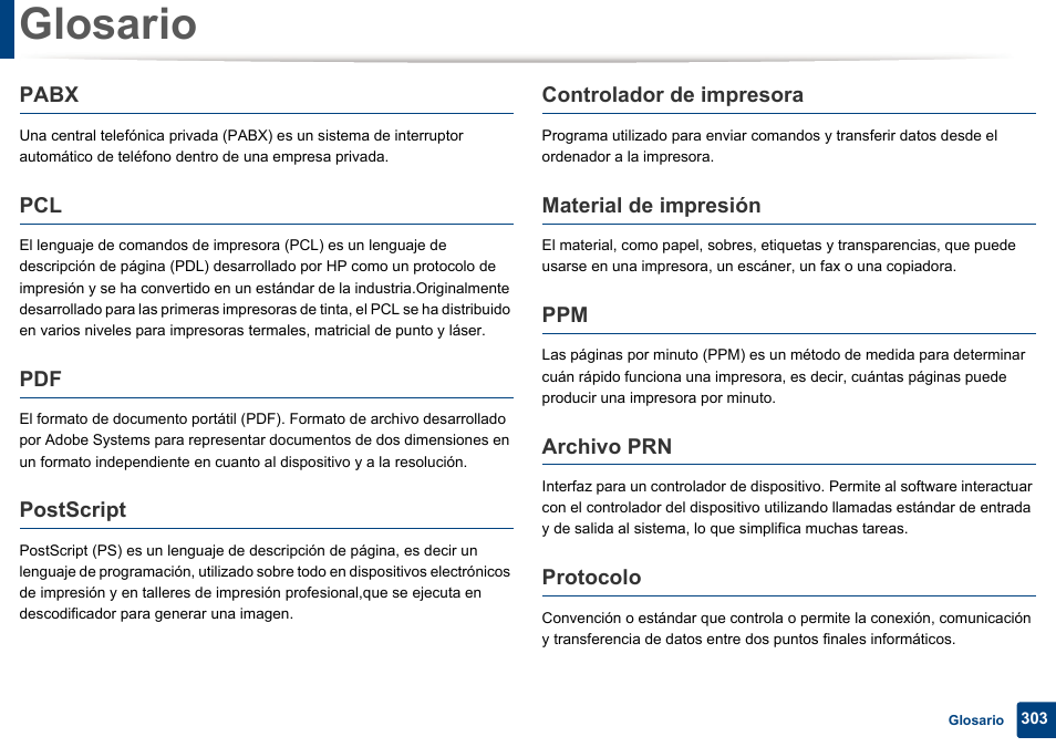 Glosario | Dell B1165nfw Multifunction Mono Laser Printer User Manual | Page 303 / 311