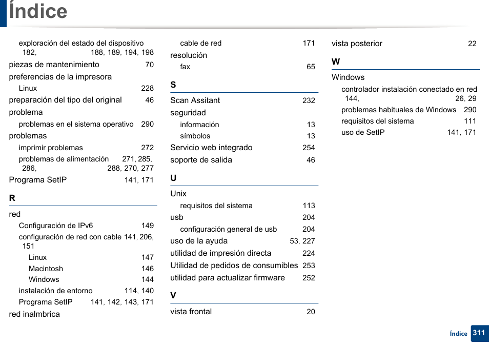 Índice | Dell B1165nfw Multifunction Mono Laser Printer User Manual | Page 311 / 311