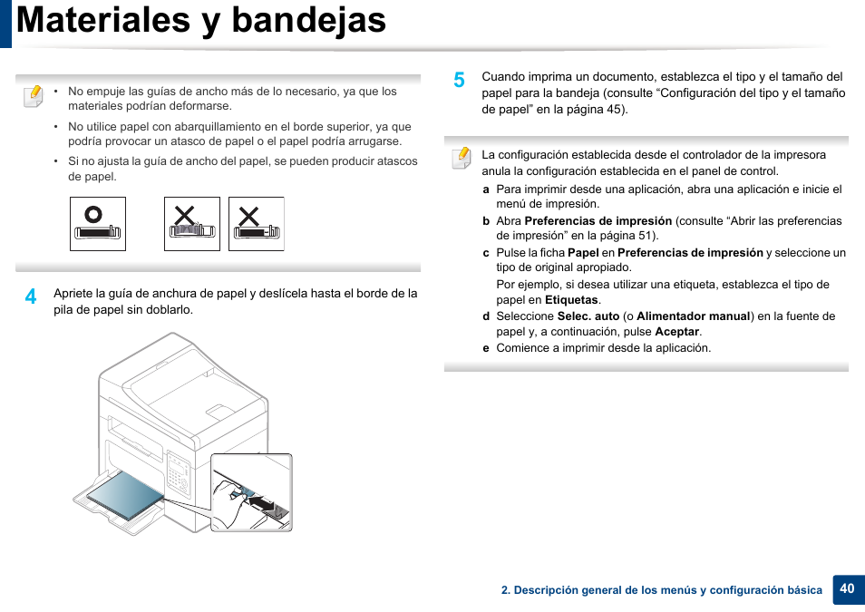Materiales y bandejas | Dell B1165nfw Multifunction Mono Laser Printer User Manual | Page 40 / 311