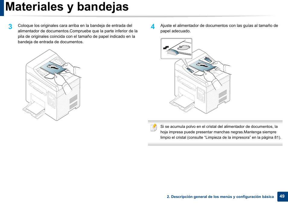 Materiales y bandejas | Dell B1165nfw Multifunction Mono Laser Printer User Manual | Page 49 / 311