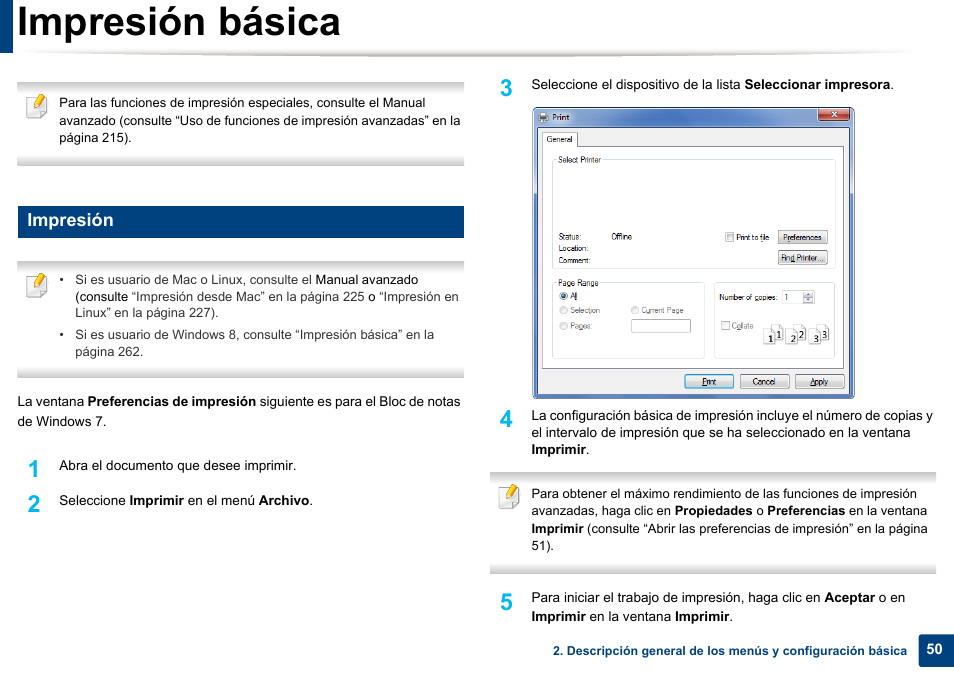 Impresión básica, Impresión | Dell B1165nfw Multifunction Mono Laser Printer User Manual | Page 50 / 311