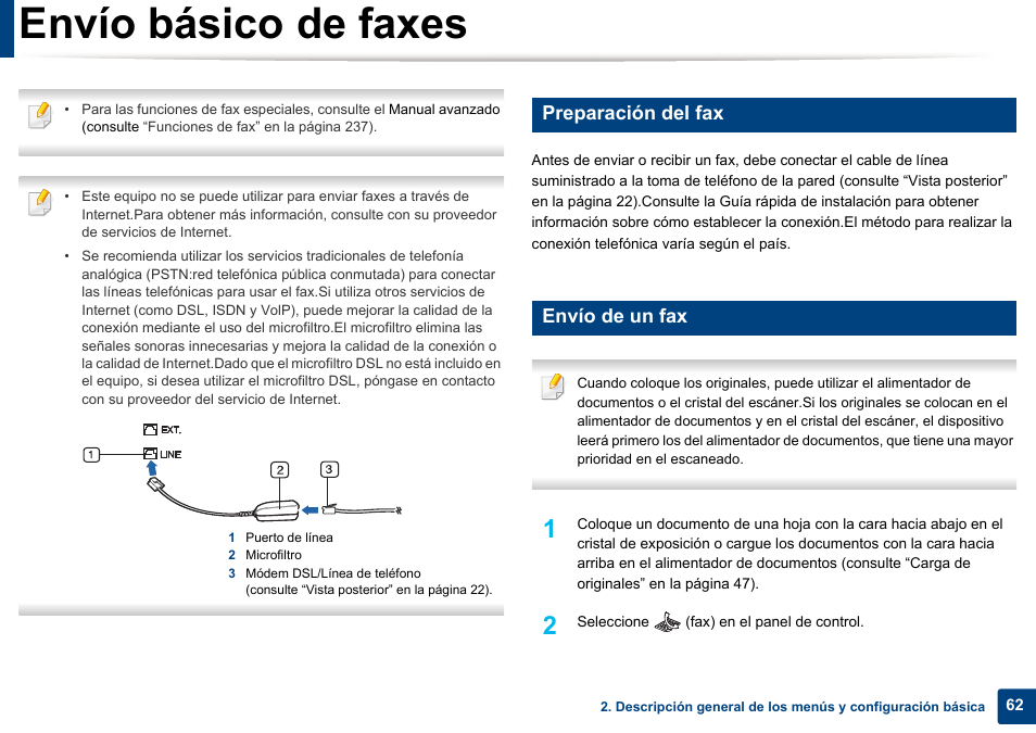 Envío básico de faxes, Preparación del fax, Envío de un fax | Dell B1165nfw Multifunction Mono Laser Printer User Manual | Page 62 / 311