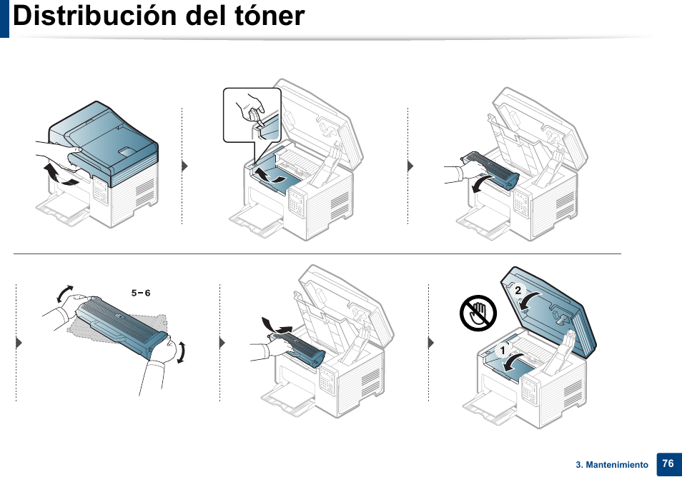 Distribución del tóner | Dell B1165nfw Multifunction Mono Laser Printer User Manual | Page 76 / 311