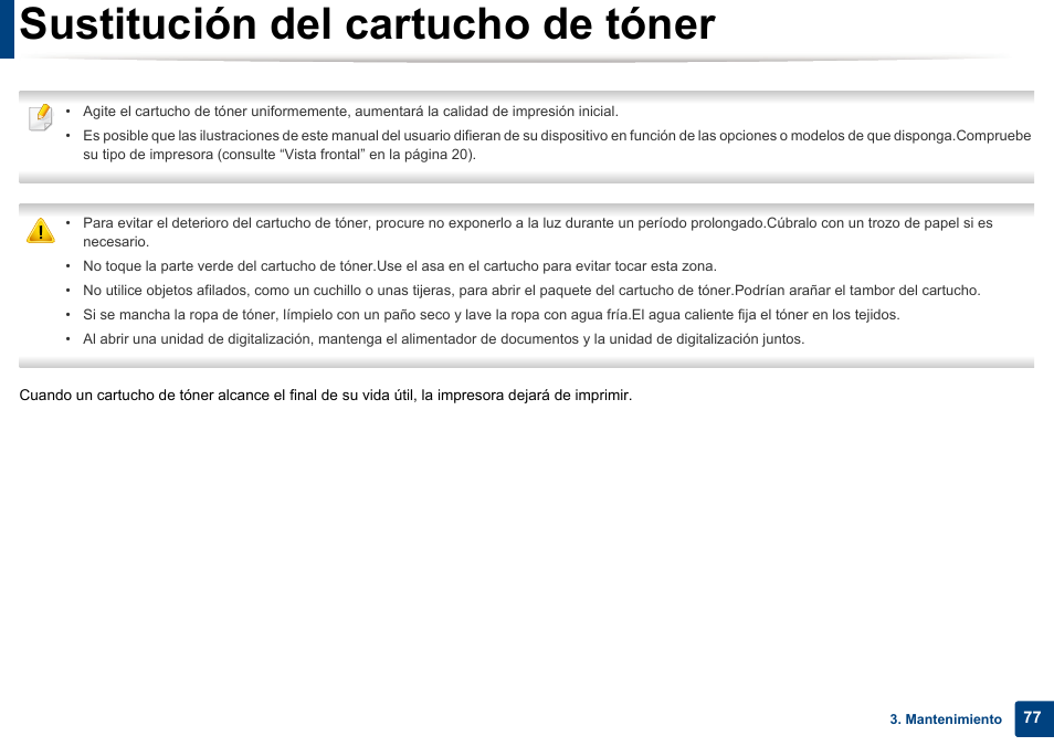 Sustitución del cartucho de tóner, Sulte “sustitución del | Dell B1165nfw Multifunction Mono Laser Printer User Manual | Page 77 / 311