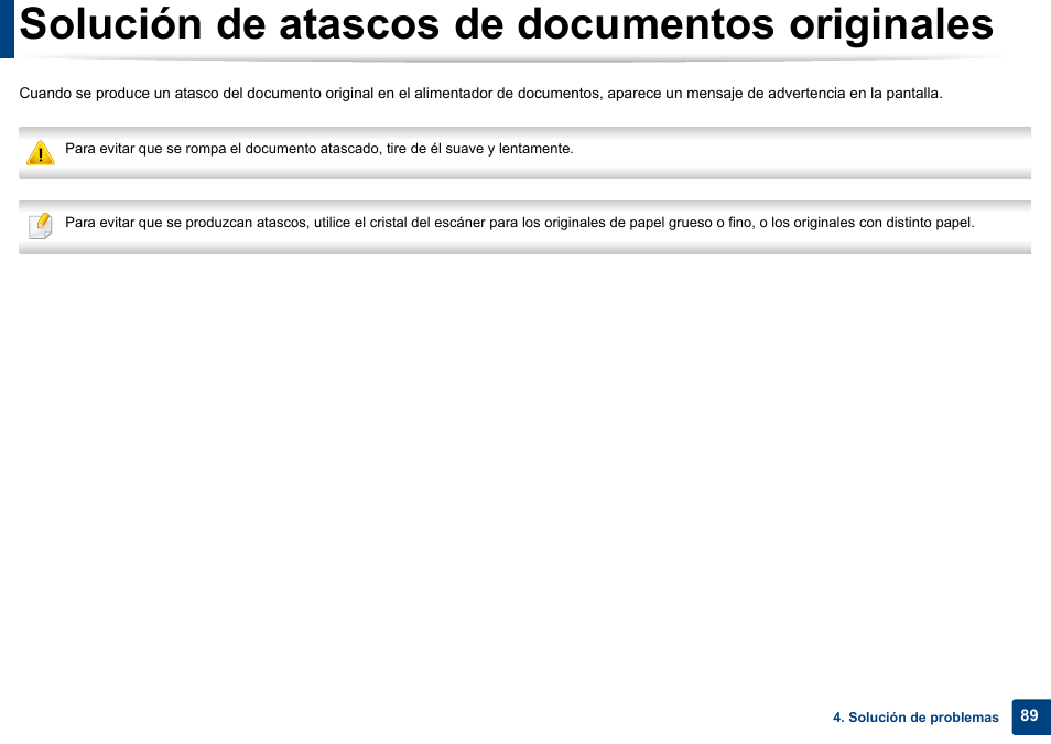 Solución de atascos de documentos originales, Solución de atascos de documentos originales 89 | Dell B1165nfw Multifunction Mono Laser Printer User Manual | Page 89 / 311