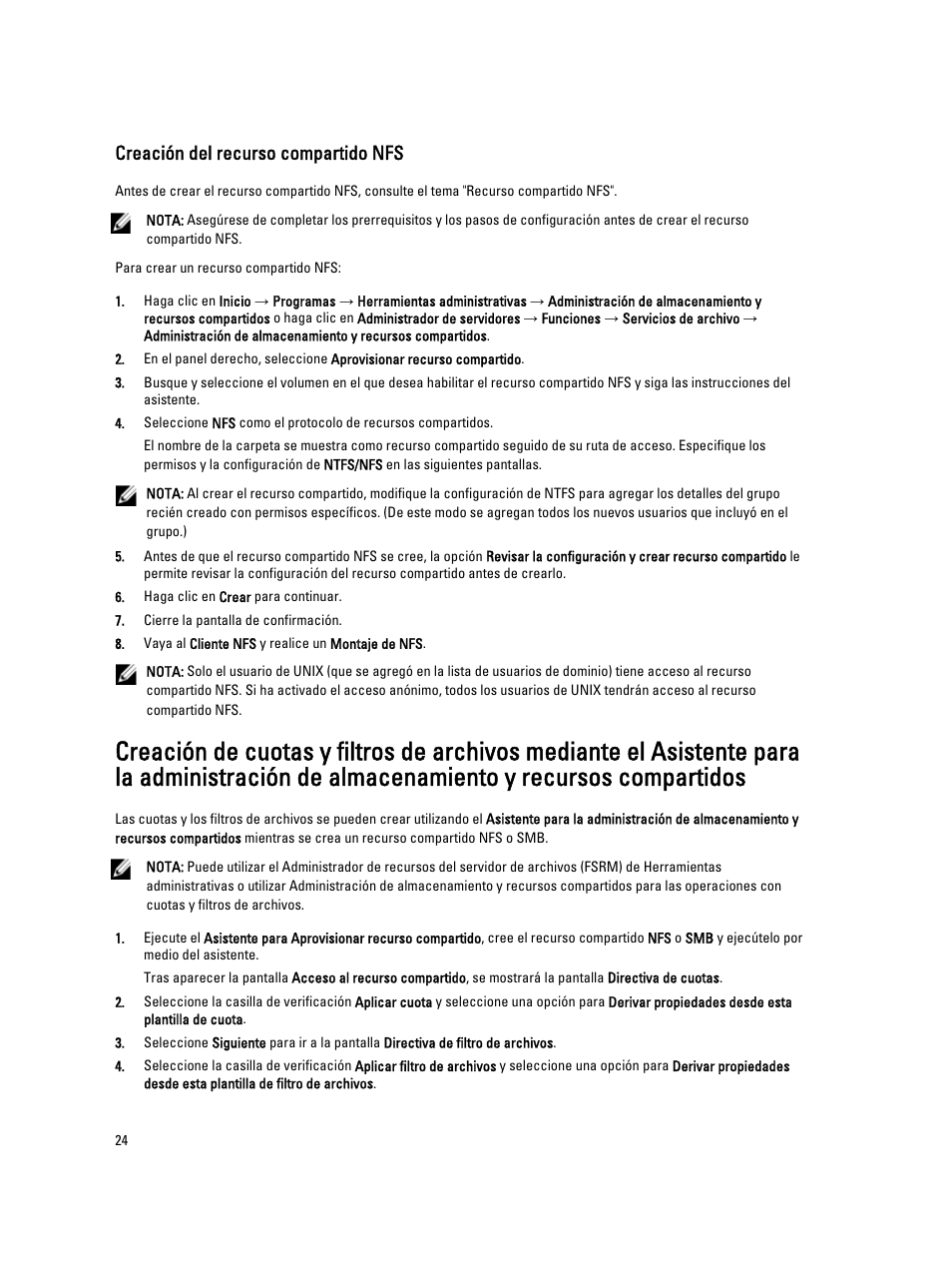Creación del recurso compartido nfs | Dell PowerVault NX3200 User Manual | Page 24 / 31
