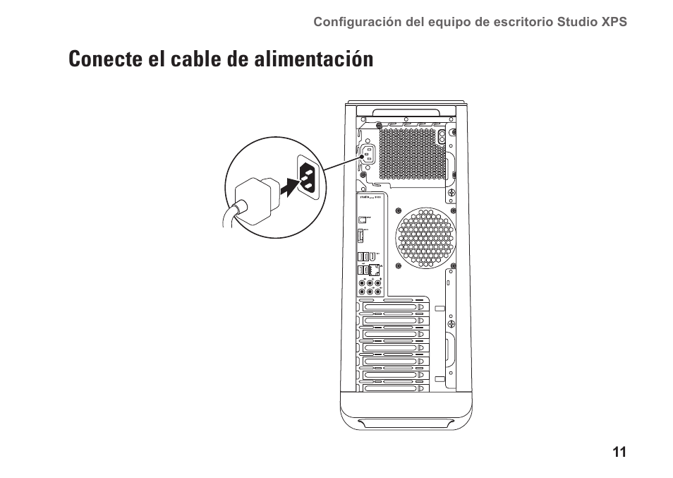 Conecte el cable de alimentación | Dell Studio XPS 9100 (Mid 2010) User Manual | Page 13 / 80