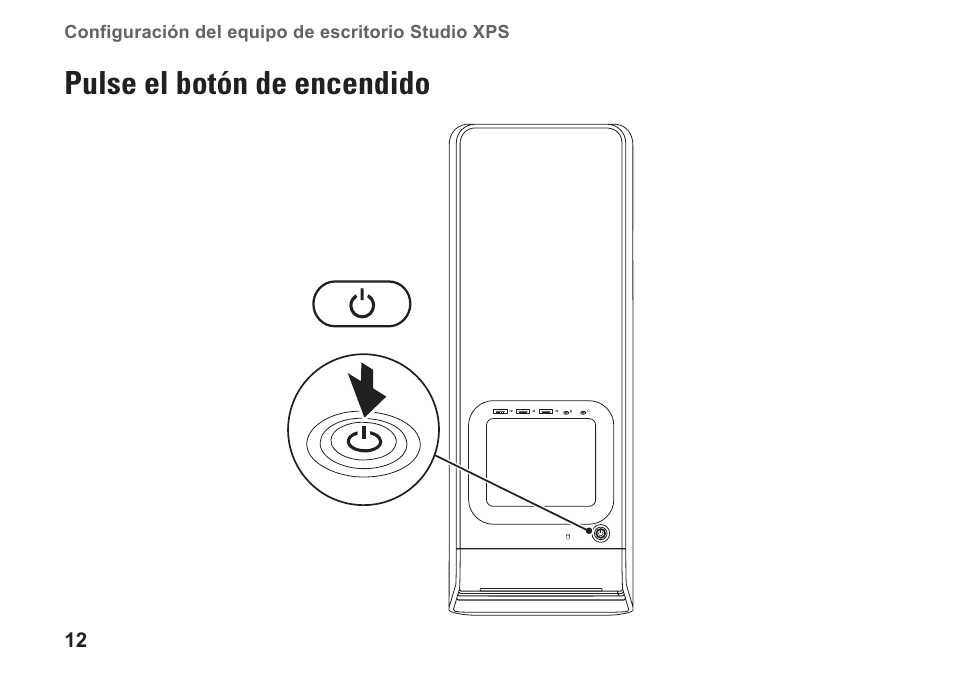 Pulse el botón de encendido | Dell Studio XPS 9100 (Mid 2010) User Manual | Page 14 / 80