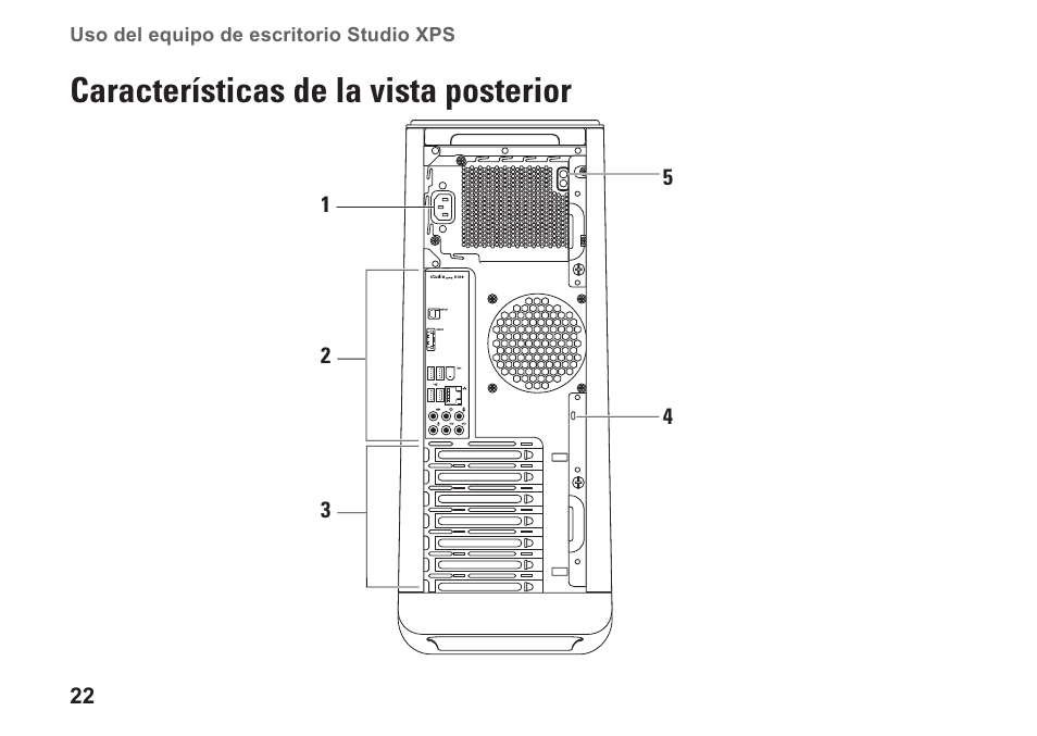Características de la vista posterior | Dell Studio XPS 9100 (Mid 2010) User Manual | Page 24 / 80