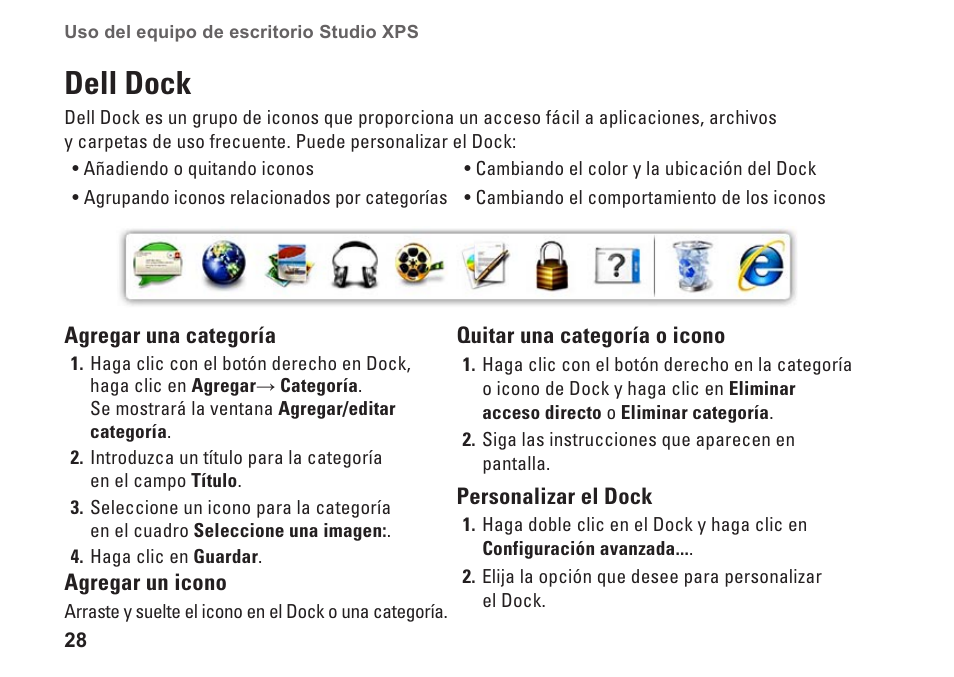 Dell dock | Dell Studio XPS 9100 (Mid 2010) User Manual | Page 30 / 80