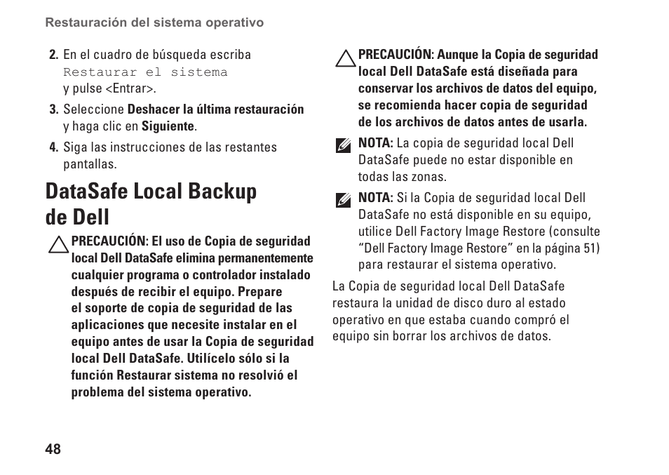 Datasafe local backup de dell | Dell Studio XPS 9100 (Mid 2010) User Manual | Page 50 / 80