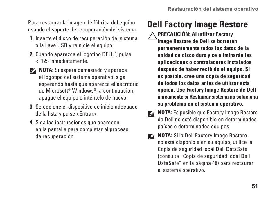 Dell factory image restore | Dell Studio XPS 9100 (Mid 2010) User Manual | Page 53 / 80