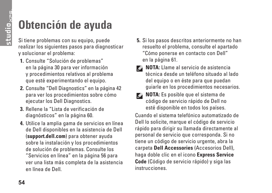 Obtención de ayuda | Dell Studio XPS 9100 (Mid 2010) User Manual | Page 56 / 80