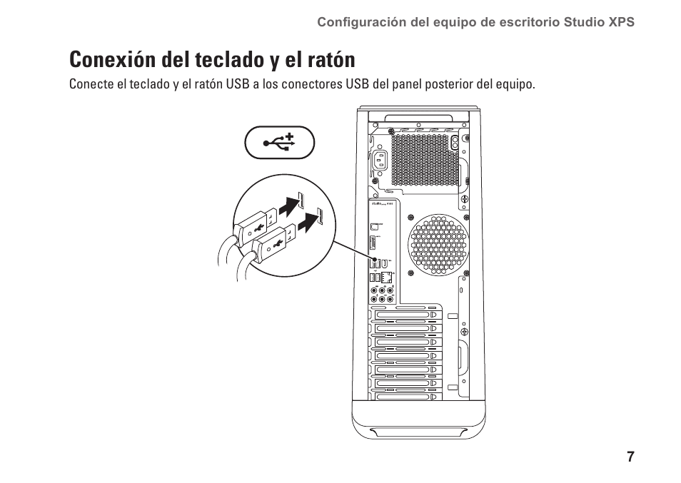 Conexión del teclado y el ratón | Dell Studio XPS 9100 (Mid 2010) User Manual | Page 9 / 80