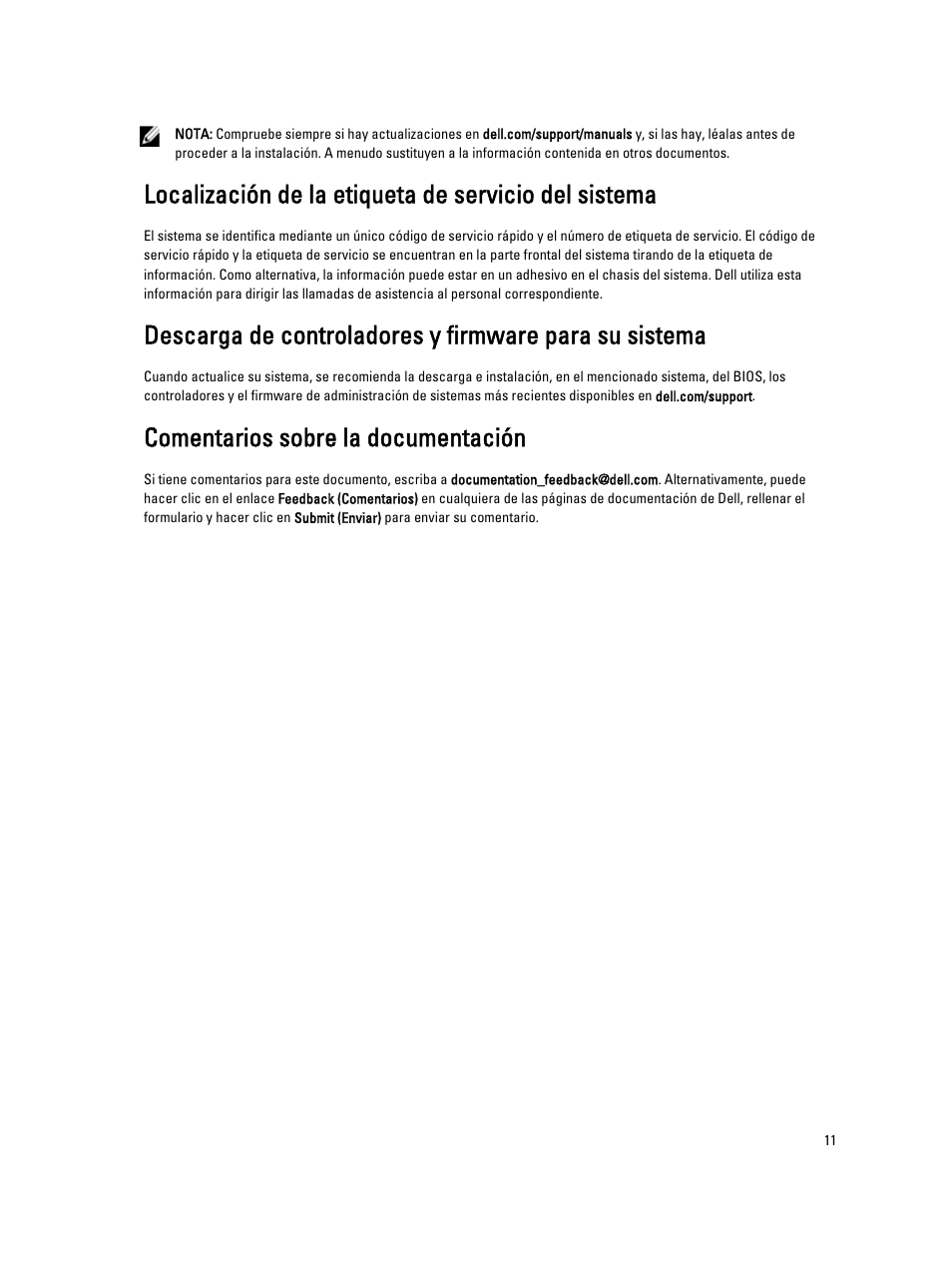 Comentarios sobre la documentación | Dell PowerVault NX3200 User Manual | Page 11 / 40