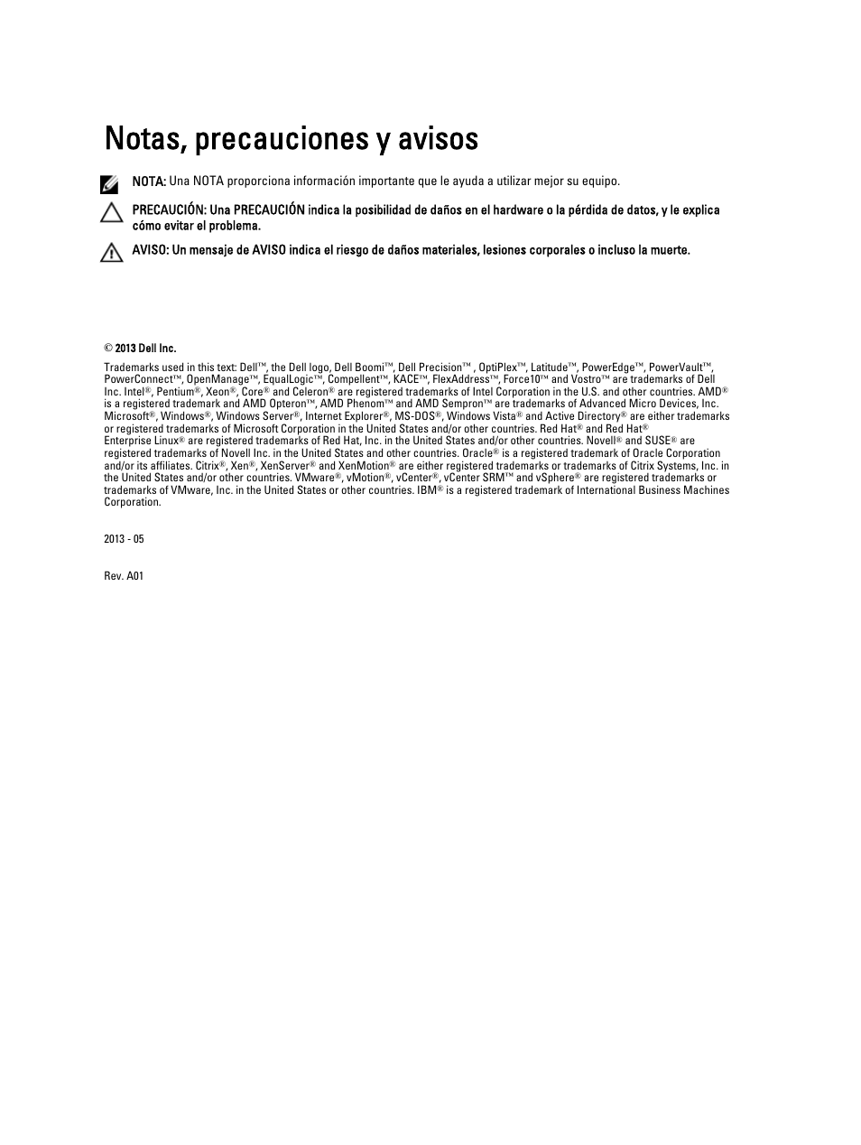 Notas, precauciones y avisos | Dell PowerVault NX3200 User Manual | Page 2 / 40