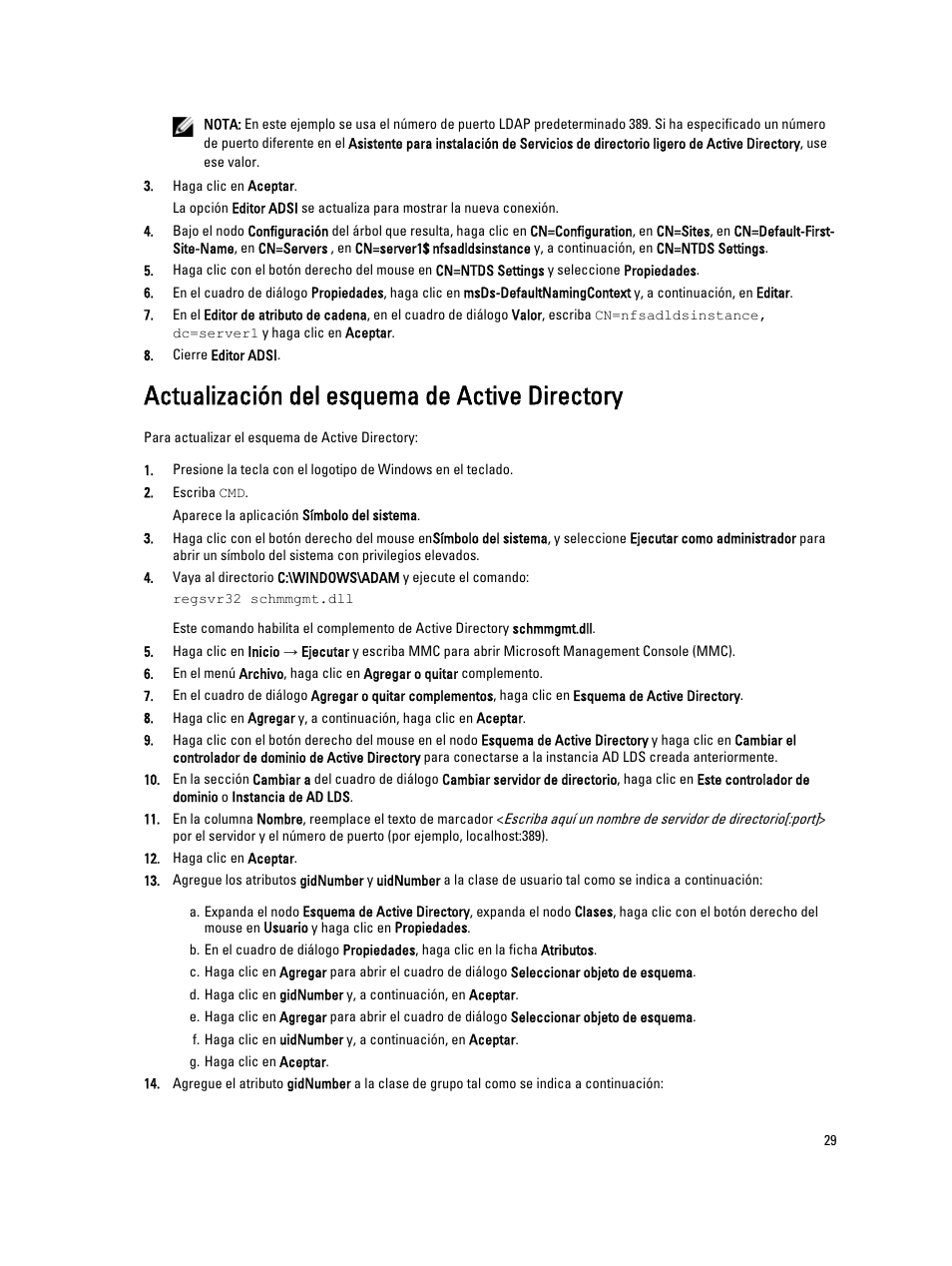 Actualización del esquema de active directory | Dell PowerVault NX3200 User Manual | Page 29 / 40