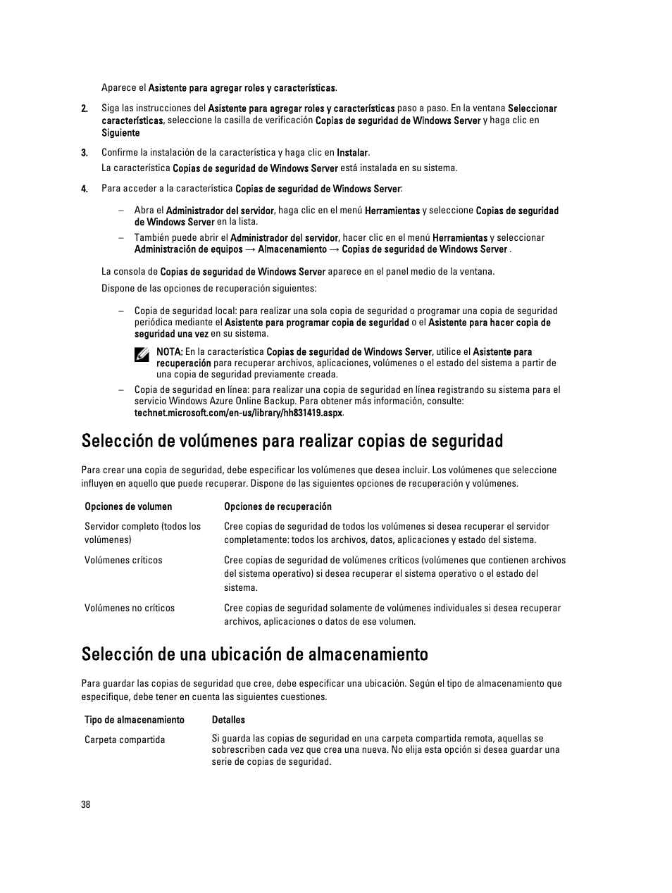 Selección de una ubicación de almacenamiento | Dell PowerVault NX3200 User Manual | Page 38 / 40