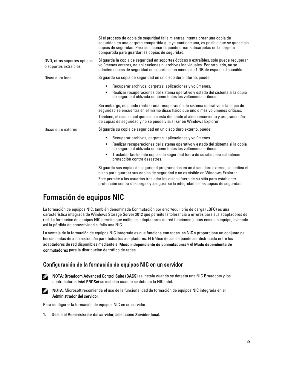 Formación de equipos nic | Dell PowerVault NX3200 User Manual | Page 39 / 40