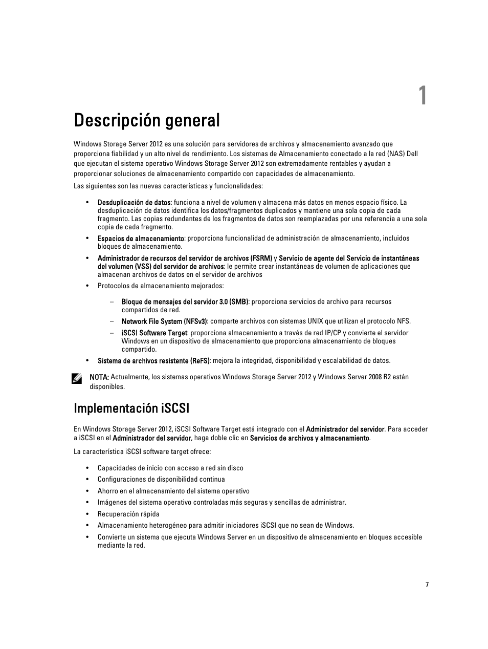 Descripción general, Implementación iscsi, 1 descripción general | Dell PowerVault NX3200 User Manual | Page 7 / 40