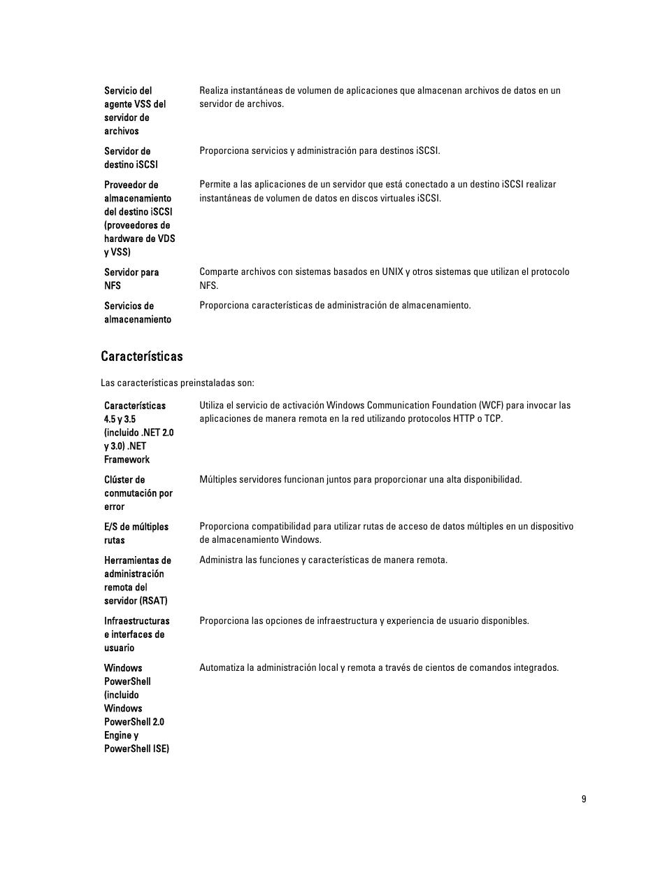 Características | Dell PowerVault NX3200 User Manual | Page 9 / 40