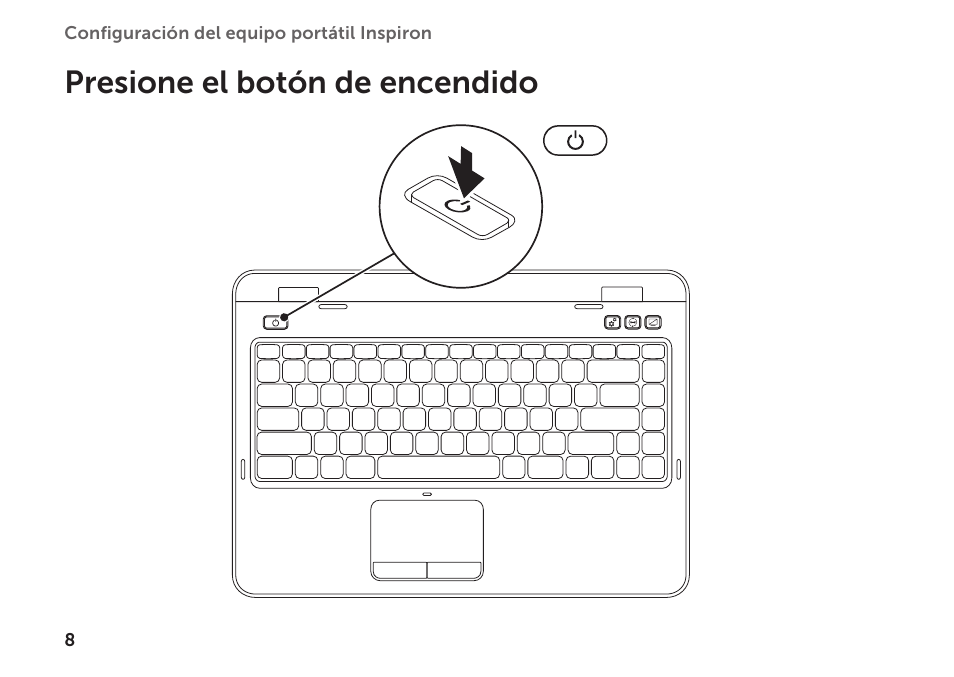 Presione el botón de encendido | Dell Inspiron M411R (Mid 2011) User Manual | Page 10 / 104