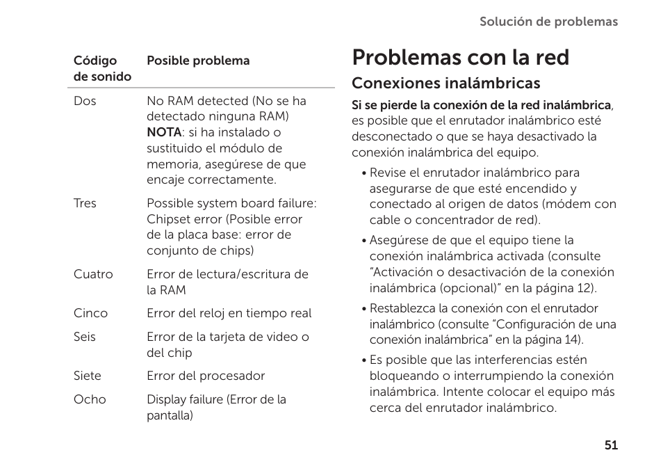 Problemas con la red | Dell Inspiron M411R (Mid 2011) User Manual | Page 53 / 104