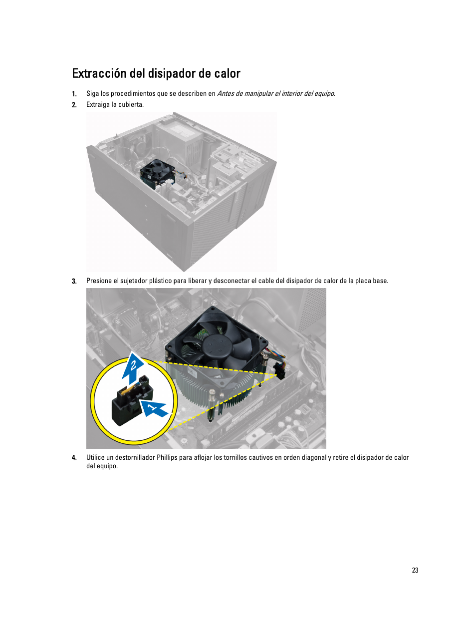 Extracción del disipador de calor | Dell OptiPlex 7010 (Mid 2012) User Manual | Page 23 / 67