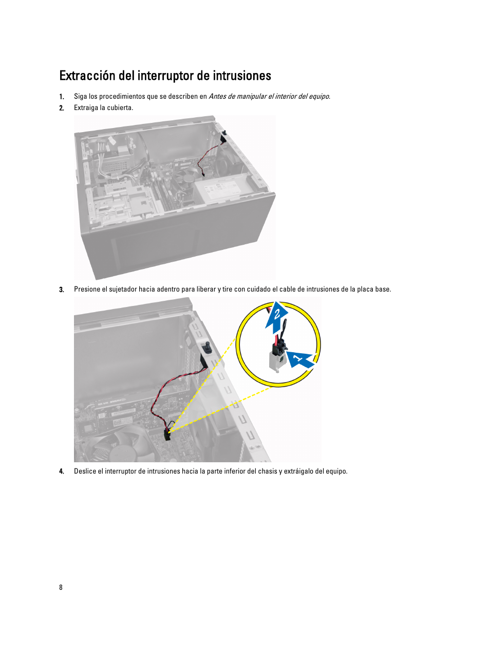 Extracción del interruptor de intrusiones | Dell OptiPlex 7010 (Mid 2012) User Manual | Page 8 / 67