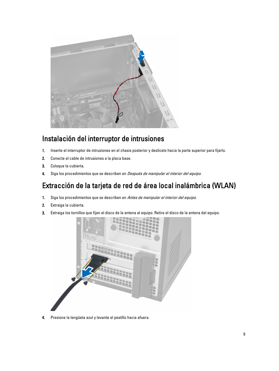 Instalación del interruptor de intrusiones | Dell OptiPlex 7010 (Mid 2012) User Manual | Page 9 / 67