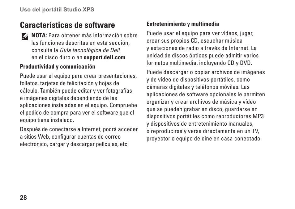 Características de software | Dell Studio XPS 1647 (Early 2010) User Manual | Page 30 / 80