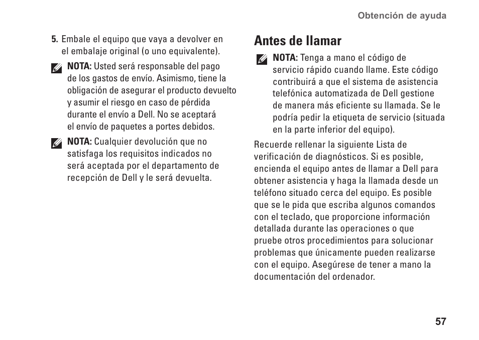 Antes de llamar, 57 y | Dell Studio XPS 1647 (Early 2010) User Manual | Page 59 / 80