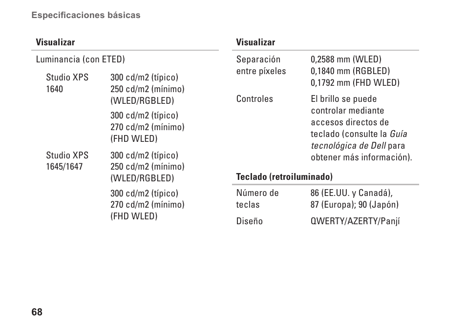 Dell Studio XPS 1647 (Early 2010) User Manual | Page 70 / 80