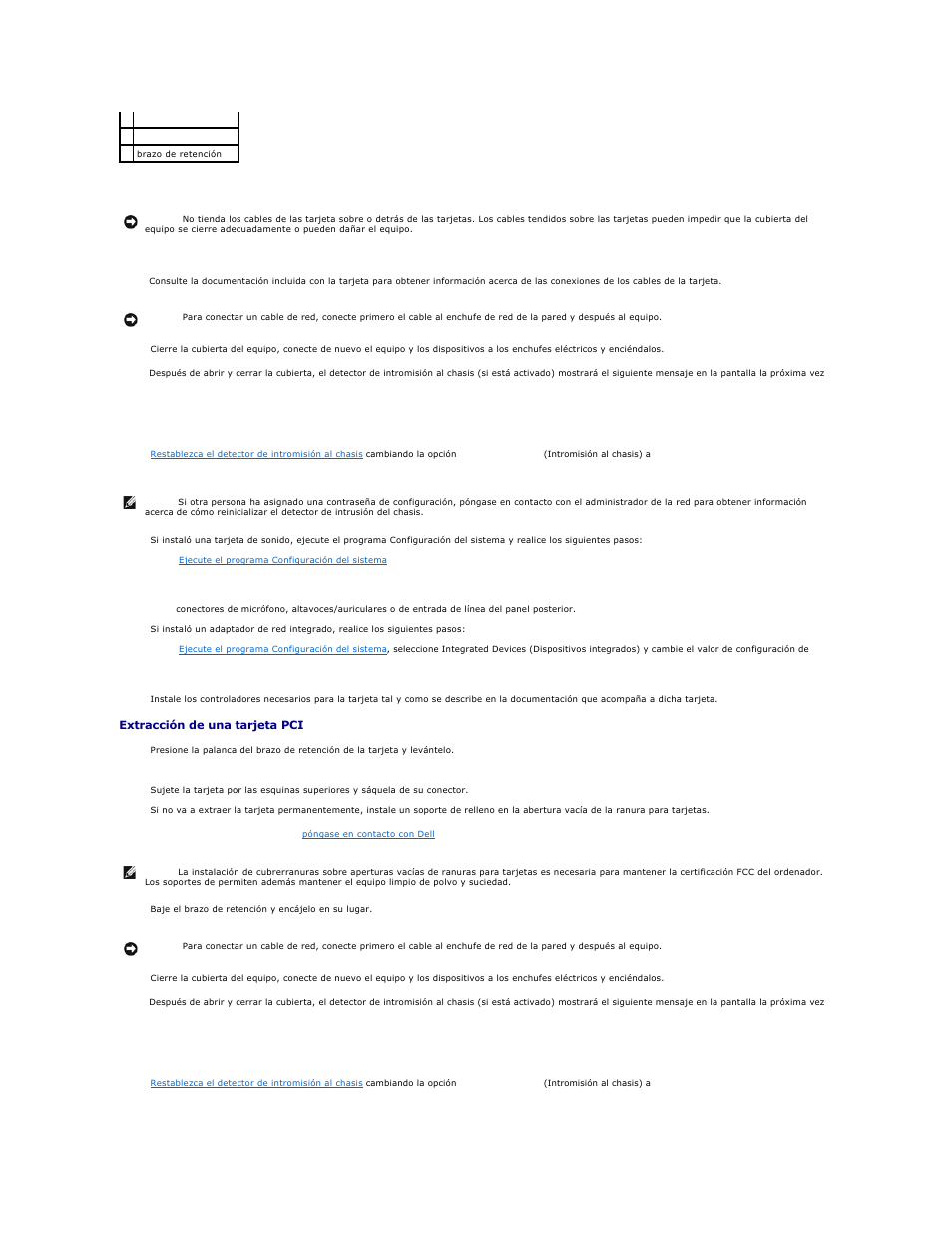 Extracción de, Una tarjeta pci | Dell OptiPlex GX270 User Manual | Page 103 / 183