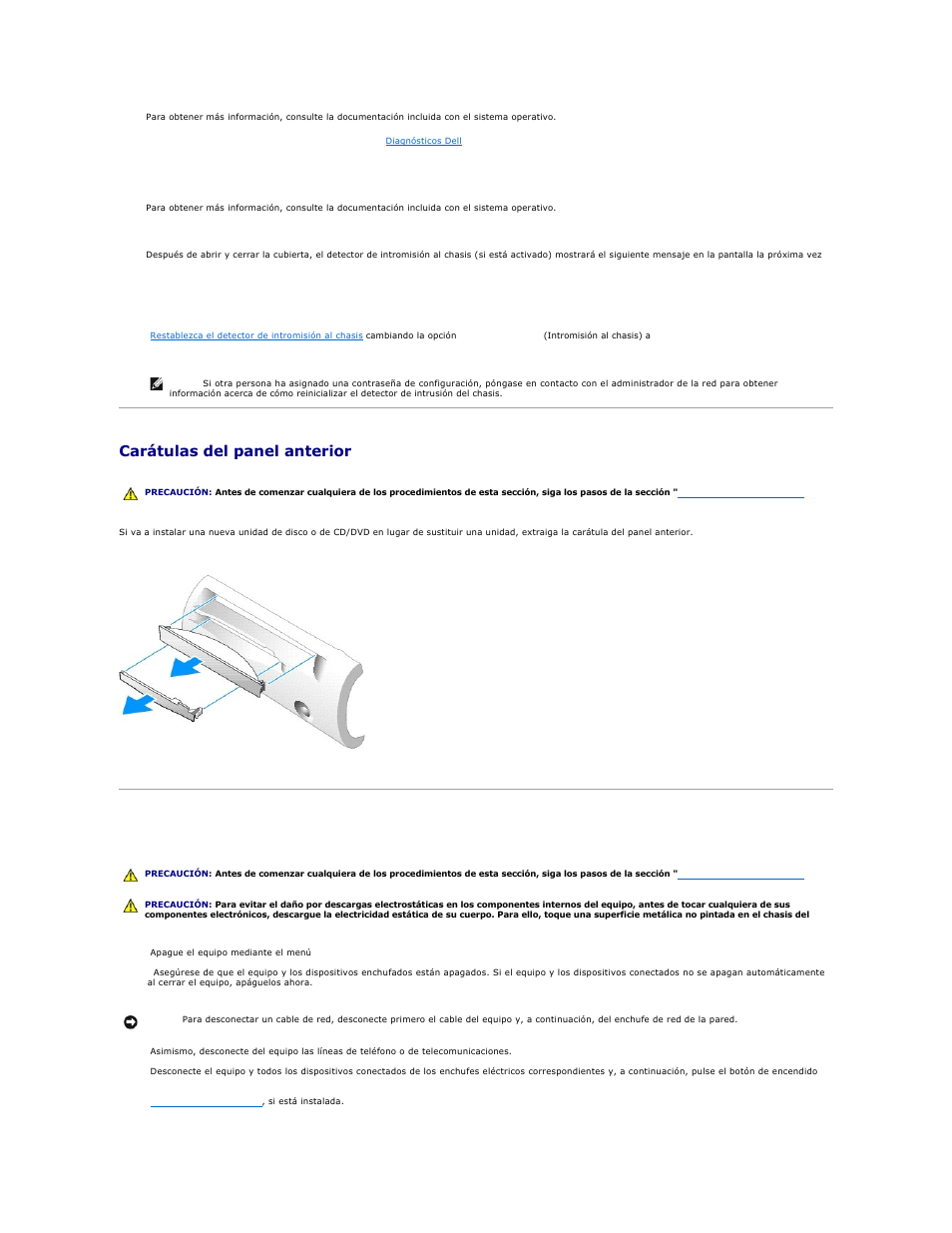 Carátulas del panel anterior, Unidad de disco | Dell OptiPlex GX270 User Manual | Page 112 / 183