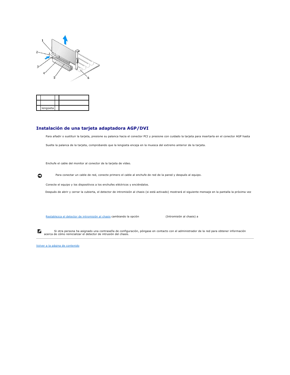 Instalación de una tarjeta adaptadora agp/dvi | Dell OptiPlex GX270 User Manual | Page 130 / 183