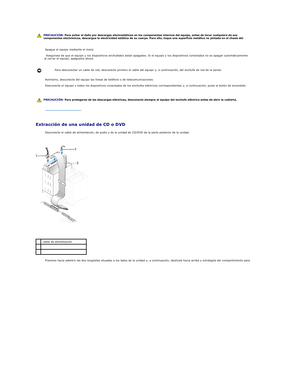 Extracción de una unidad de cd o dvd | Dell OptiPlex GX270 User Manual | Page 149 / 183