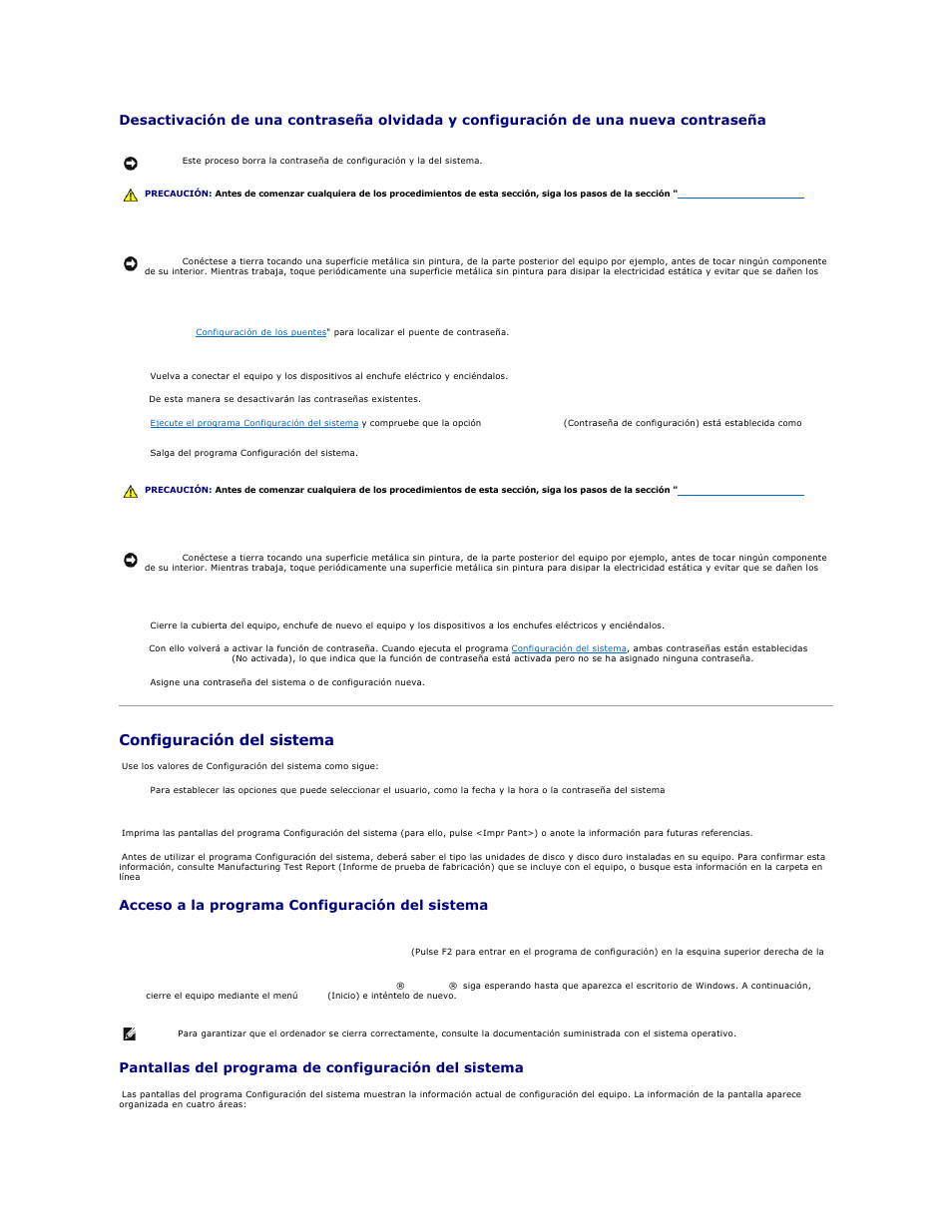 Configuración del sistema, Ejecute el programa configuración del sistema, Detectado) | Inicie el programa configuración del sistema, En la opción, Ejecutar el programa configuración del sistema, Acceso a la programa configuración del sistema | Dell OptiPlex GX270 User Manual | Page 15 / 183