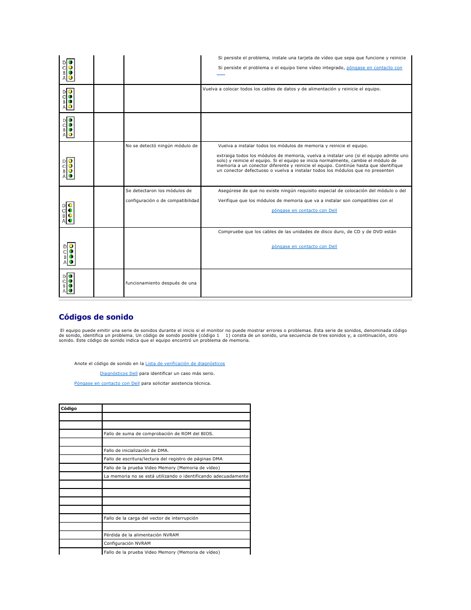 Códigos de sonido | Dell OptiPlex GX270 User Manual | Page 159 / 183