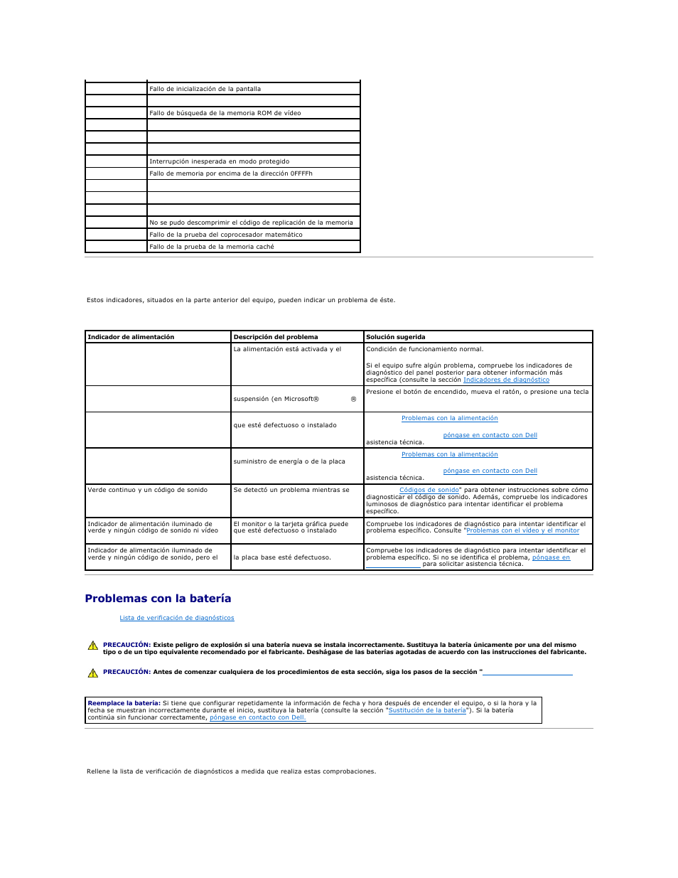 Indicadores del sistema, Problemas con la batería, Problemas con las tarjetas | Dell OptiPlex GX270 User Manual | Page 160 / 183