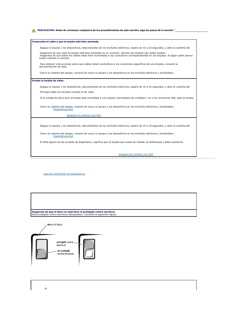 Problemas con unidades, Problemas con las unidades, Problemas con la unidad de disco | Dell OptiPlex GX270 User Manual | Page 161 / 183