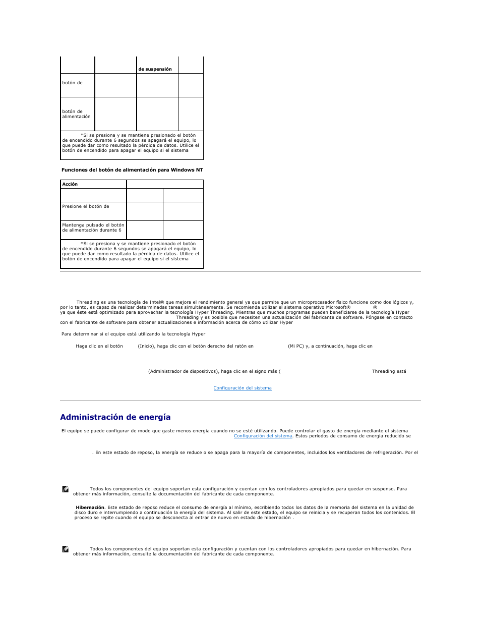 Hyper-threading, Administración de energía, Para obtener más información | Dell OptiPlex GX270 User Manual | Page 21 / 183