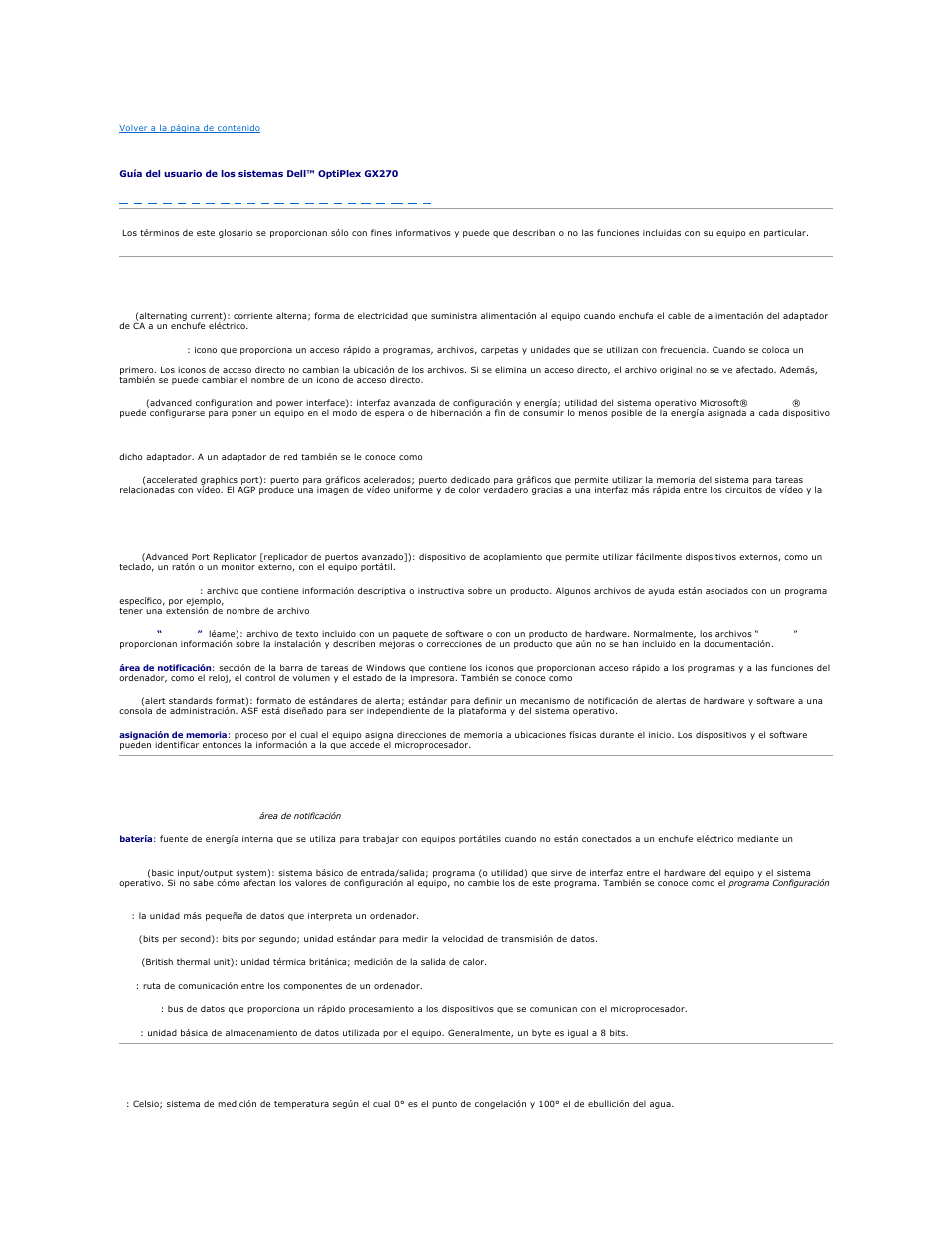 Glosario | Dell OptiPlex GX270 User Manual | Page 43 / 183