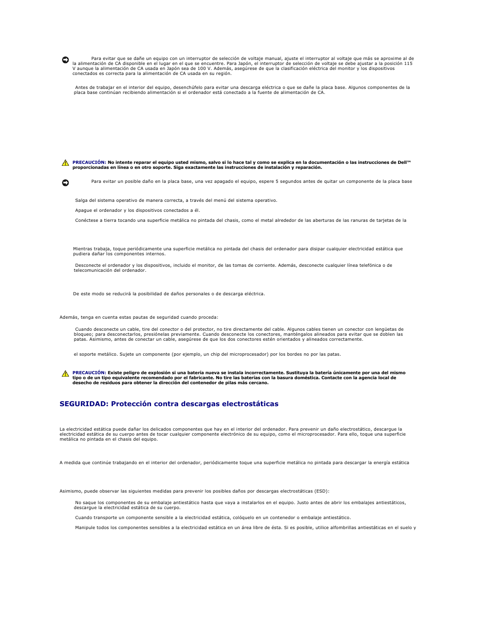 Seguridad: al trabajar en el interior de su equipo | Dell OptiPlex GX270 User Manual | Page 58 / 183